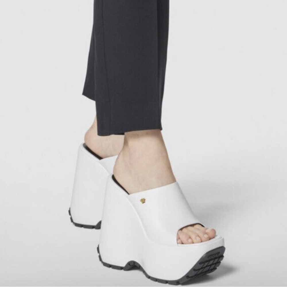 Versace White Platform Mules